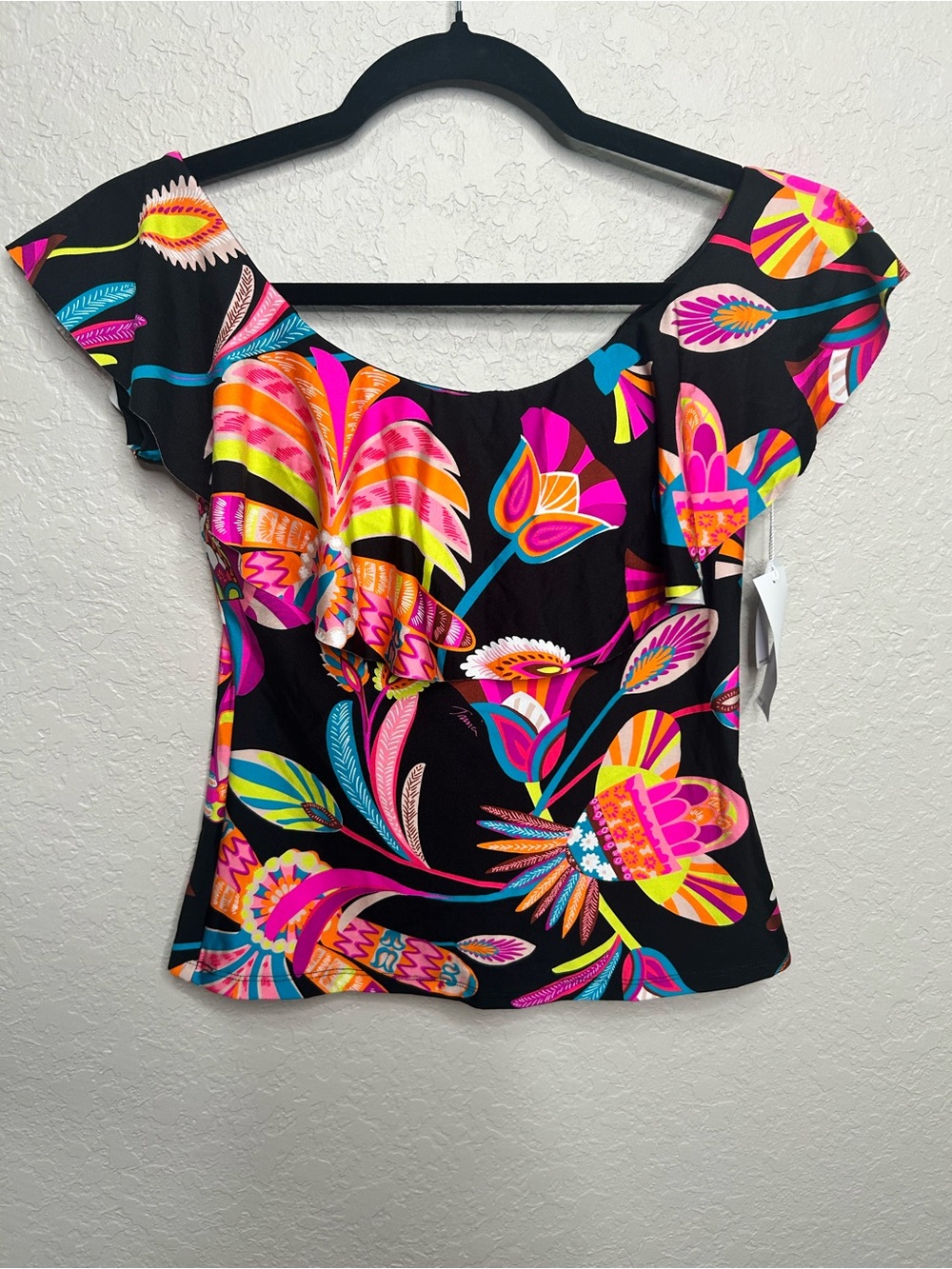 Trina Turk Swim & Spa Tropical Floral Ruffle Tankini Top Size 6 NWT - Picture 2 of 8